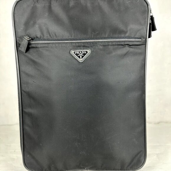 Authentic Prada Black Nylon Rolling Suitcase Wheeled Travel Bag Trolley - Picture 1 of 16
